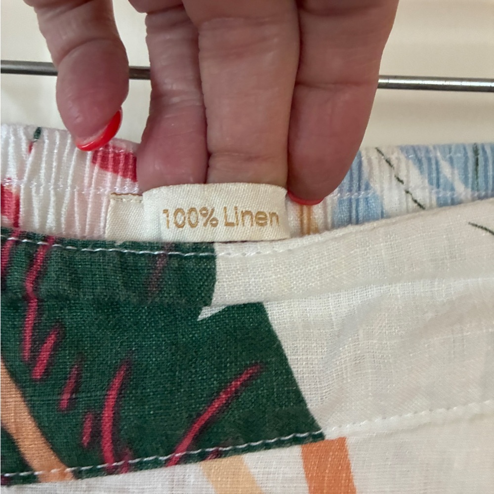 100% Line Women's White Tropical Print Wide leg pants - Picture 3 of 11